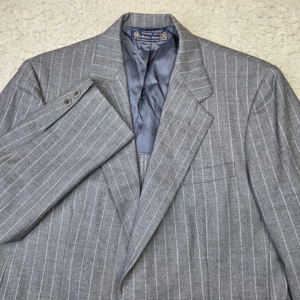 Brooks Brothers Golden Fleece Blazer Mens 44R Gray Pinstripe Wool 2 Button